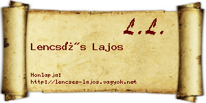 Lencsés Lajos névjegykártya
